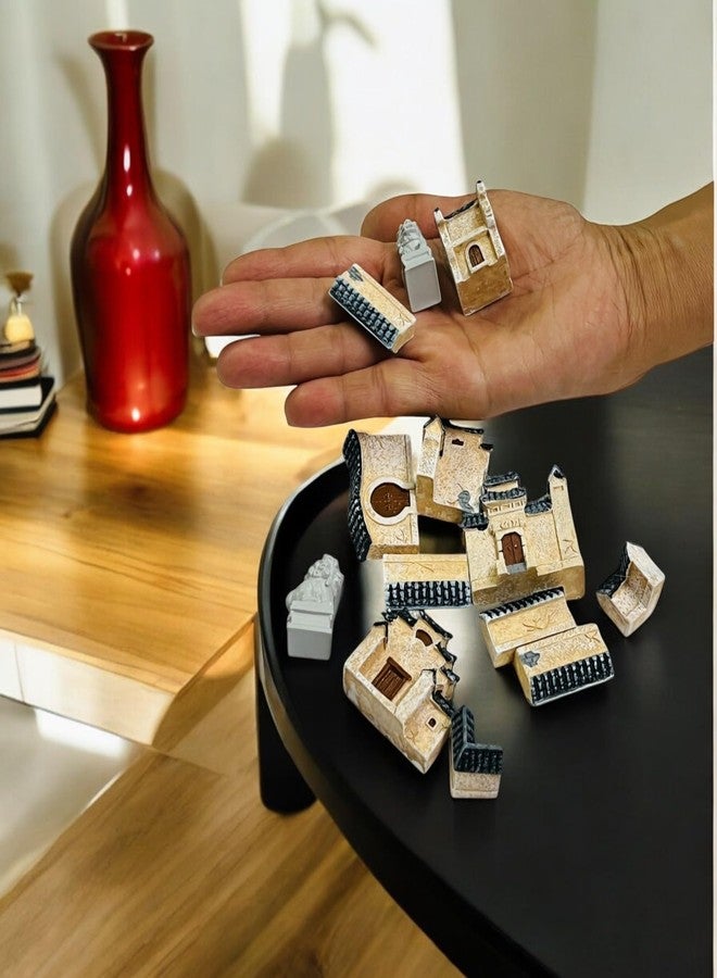 Krisah13pcs Resin Mini Chinese Ancient Architecture Model Set, Traditional House with Guardian Lions, Decorative Display Piece - Image 3